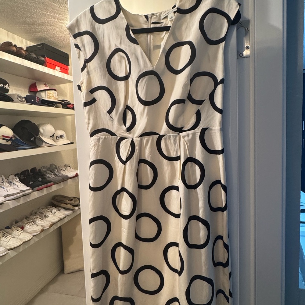 Banana Republic Black and White V-Neck Midi Sundress